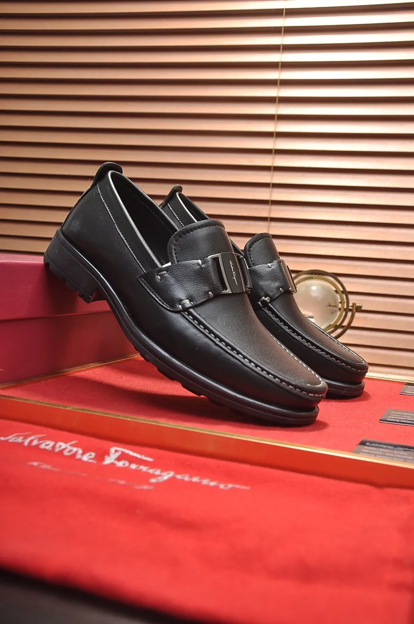 Men's shoes 💰500💶[Ferragamo/Ferragamo] The latest model in the counter. Original imported open-sided high-quality cowhide hand-woven + imported 🐂 cowhide + original luxury metal buckle + original combination outsole. Comparison without pressure 38--44🎉